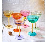 Vintage Art Deco Coupe for Champagne, Martini, Cocktails | Set of 6 | 7 oz Classic Cocktail Glassware - Manhattan, Cosmopolitan, Sidecar, Crystal Speakeasy Style Saucer Goblets Coupes with Stems