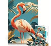 Vintage Art Deco Flamingo Jigsaws for Adults1000 Pieces Brain Memory Game Fine Cut Premium Finishing Engaging Way to Pass Free Hours (38x26cm)
