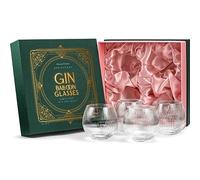Vintage Art Deco Gin and Tonic Balloon Glasses | Set of 4 | 400 ml Stemless Crystal Copas for Drinking Gin Cocktails | Retro Gift Goblets for Gin Lovers | Fishbowl Bubble Cups for Bar Drinks