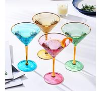 Vintage Art Deco Martini Glasses Martinis & Cocktails | Set of 4 | 10 oz Crystal Classic Cocktail Glassware - Manhattan, Cosmopolitan, Sidecar, Crystal Speakeasy Style Saucer Goblets Coupes with Stems