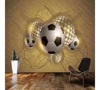 Vintage Art Golden Line Football 3D Wallpaper Premium Textured Silk Study Dining Living Room Bedroom Sofa TV Wall Easy Install-300cm×210cm