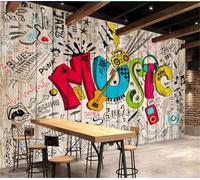 Vintage Art Graffiti Music Bar Coffee Shop 3D Wallpaper Easy Install Feature Office Living Room Sofa Bedroom TV Background Wall Decoration-250cm×170cm