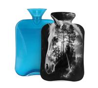Vintage Art Horse Tree Hot Water Bottle with Cover, 2L PVC Hot Water Bag for Pain Relief, Hand Foot Warmer, Hot & Cold Therapy with Removable Cover, Gift for Women Kids Family