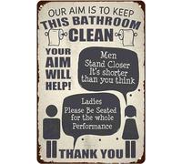 Vintage Art Metal Tin Sign Our Aim Is to Keep This Bathroom Clean for Bar Cafe Garage Bathroom Wall Decor Retro Vintage Funny Toilet Bathroom Decor 8×12 Inch