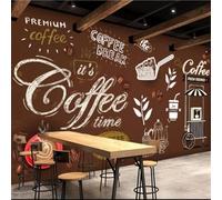 Vintage Art Nostalgia English Coffee 3D Wallpaper Easy Install Feature Office Living Room Sofa Bedroom TV Background Wall Decoration-200cm×140cm