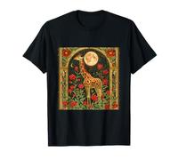 Vintage Art Nouveau Giraffe And Flowers T-Shirt