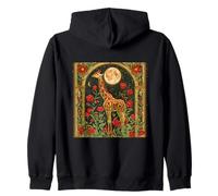 Vintage Art Nouveau Giraffe And Flowers Zip Hoodie