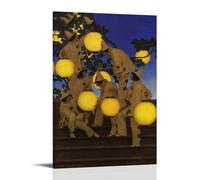 Vintage Art Nouveau Print The Lantern Bearers 1908 by Maxfield Parrish - Wall Art with Lantern-Carrying Figures Canvas Wall Art Prints Photo Picture Paintings Room Decor Home Decorative Frame 24x36in