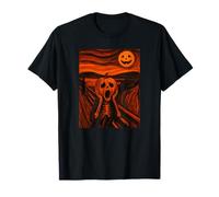 Vintage Art Painting Skeleton Pumpkin Funny Halloween Parody T-Shirt