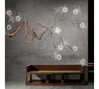 Vintage Art Plum Blossom Grey Branches 3D Wallpaper Luxury Silk Study Dining Feature Sofa Grey Bedroom Living Room Tv Decorative Wall-150cm×105cm