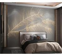 Vintage Art Simple Luxury Feathered Accent Gold Thread 3D Wallpaper Silky Texture Home Study Office Grey Dining Room Sofa Bedroom Living Room TV Backdrop-300cm×210cm