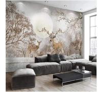 Vintage Art Winter Forest Deer Plum 3D Wallpaper Premium Textured Silk Study Dining Living Room Bedroom Sofa TV Wall Easy Install-200cm×140cm