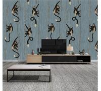 Vintage Art Wooden Animal Monkey 3D Wallpaper Easy Install Feature Office Living Room Sofa Bedroom TV Background Wall Decoration-300cm×210cm