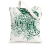 Vintage Artistic Canvas Tote Bags, Treasure Chest Design Reusable Grocery Bags, Lightweight Washable Shoulder Strap Tote for Shopping Travel Beach 13x15 Inch