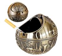 Vintage Ashtray Carved Patterns Cool Ashtray Portable Windproof Ash Tray with Lid for Home Car Office Outside 4.1x3.7 inch Cool Ashtrays with Lid