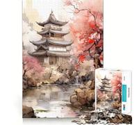 Vintage Asian Landscape Adults Puzzles 1000 Piece Jigsaws Recall Skill Fun High Precision Die Cut Easy to Learn Family Enjoyment (38x26cm)