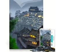 Vintage Asian Landscape Jigsaw Puzzles 1000 Mental Focus Game Precision Cut Smooth Edges Meaningful Connection Building Game (50x75cm)