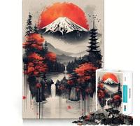 Vintage Asian Landscape Jigsaw Puzzles 1000 Pieces Focus Boost Fun Laser Cut for Flawless Fit Bonding Activity for Loved Ones (50x75cm)