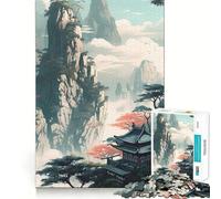 Vintage Asian Landscape Puzzle for Adults 1000 Pieces Memory Play Game Firm Fit Secure Assembly Meaningful Connection Building Game (50x75cm)