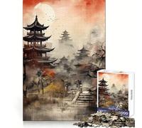 Vintage Asian Landscape Puzzle for Teenagers 1000 Pieces Thinking Skill Restful Activity Neat Edges Xmas Present (38x52cm)