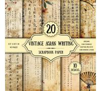 Vintage Asian Writing Scrapbook Paper: 20 Double-Sided Decorative Sheets | Old Handwriting for Decoupage, Junk Journals, Collage & Origami | 8.5 x 8.5 inch