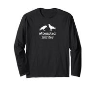 Vintage Attempted Murder Funny Crow Pun Cool-Looking Bird Ar Long Sleeve T-Shirt