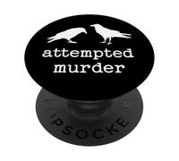 Vintage Attempted Murder Funny Crow Pun Cool-Looking Bird Ar PopSockets Adhesive PopGrip