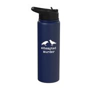 Vintage Attempted Murder Funny Crow Pun Cool-Looking Bird Ar Stainless Steel Insulated Water Bottle