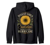 Vintage August Birthday Sunflower Sunshine Hurricane Zip Hoodie