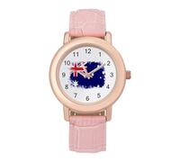Vintage Australia Flag Women Simplicity Watch with Leather Strap Easy Reader Ladies Wristwatch