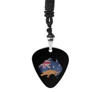 Vintage Australia Map Flag Australian Platy-Pus Guitar Pick Pendant Necklace for Acoustic Electric Bass Players Guitar Accessories Guitarist Gifts