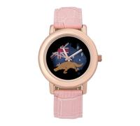 Vintage Australia Map Flag Australian Platy-Pus Ladies Watches Easy Read with Leather Strap