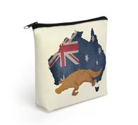 Vintage Australia Map Flag Australian Platy-Pus Travel Makeup Bag Linen Cosmetic Organizer Toiletry Purse Make Up Bags