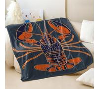 Vintage Australian Lobster Print Flannel Blanket - Super Soft and Cozy Ocean Theme Blanket, Versatile Plush Throw for Restaurant and Home Decor (03,150x200cm)