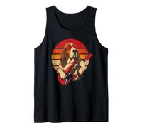 Vintage Australian Shepherd Playing Guitar Retro Rock Dog Tank Top