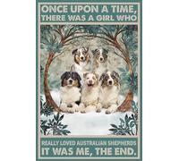 Vintage Australian Shepherds Dog Metal Tin Sign There Was A Girl Who Really Loved Australian Shepherds,Home Bar Home Art Decor Sign Painting 12x8 Inch
