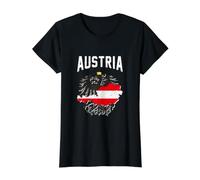 Vintage Austria Coat of Arms Austrian Flag Vienna Souvenir Value Graphic T-Shirt, Women, Black, M