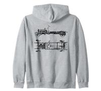 Vintage Automobile Blueprint Diagram - Car Graphic Classic Zip Hoodie
