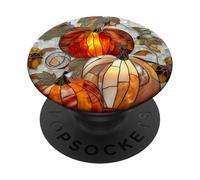 Vintage Autumn Flower Pumpkin Girl Women Fall Themed PopSockets Adhesive PopGrip
