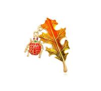 Vintage Autumn Maple Leaves Brooch with Dangling Cute Lucky Ladybug for Women Men Elegant Enamel Bug Metal Fall Leaf Lapel Pins for Dress Hats Jackets Backpacks Decor Accessories Jewelry, 1, Metal, no