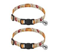 Vintage Autumn Pumpkin Beige Dog Collar 2 Pack Soft Cat Collar Adjustable 10.6 to 17.1 Inches
