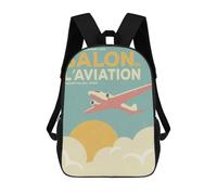 Vintage Aviation Poster Backpack School Bag Secondary Causal Travel High School Bags for Boys/Girls/Teenagers 17inch