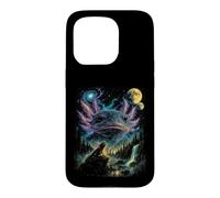 Vintage Axolotl Cosmic Moon 90s Space Nature Art Case for iPhone 15 Pro