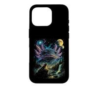 Vintage Axolotl Cosmic Moon 90s Space Nature Art Case for iPhone 16 Pro