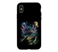 Vintage Axolotl Cosmic Moon 90s Space Nature Art Case for iPhone X/XS