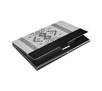 Vintage Aztec Native American Indian Southwest Grey Geometric Business Card Holder Leather, Slim Credit Card Case Stainless Steel Wallet for Women and Men Unisex Business Card Holder