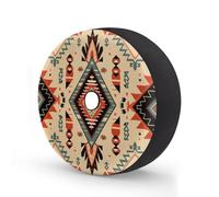 Vintage Aztec Pattern Spare Tire Cover with Backup Camera Hole Ethnic Painted Waterproof Wheel Tire Cover Fit for Trailer RV SUV Truck and Many Vehicle 15 Inch
