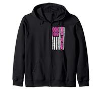 Vintage Back The Pink Warrior Flag Breast Cancer Awareness Zip Hoodie