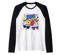 Vintage Back to 90s Cassette Tape Boombox Roller Skate Cube Raglan Baseball Tee