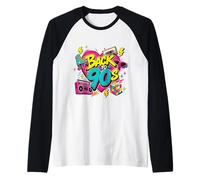 Vintage Back to 90s Retro Cassette Boombox Roller Skate Cube Raglan Baseball Tee